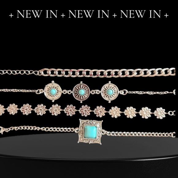 Turquoise Set of Four Unique Adjustable Bracelets NEW IN PACKAGE - Picture 4 of 5